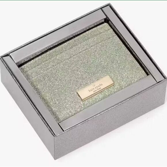 Kate Spade Kenzie Boxed Glitter Small Cardholder Wallet Bag Purse - Picture 10 of 13